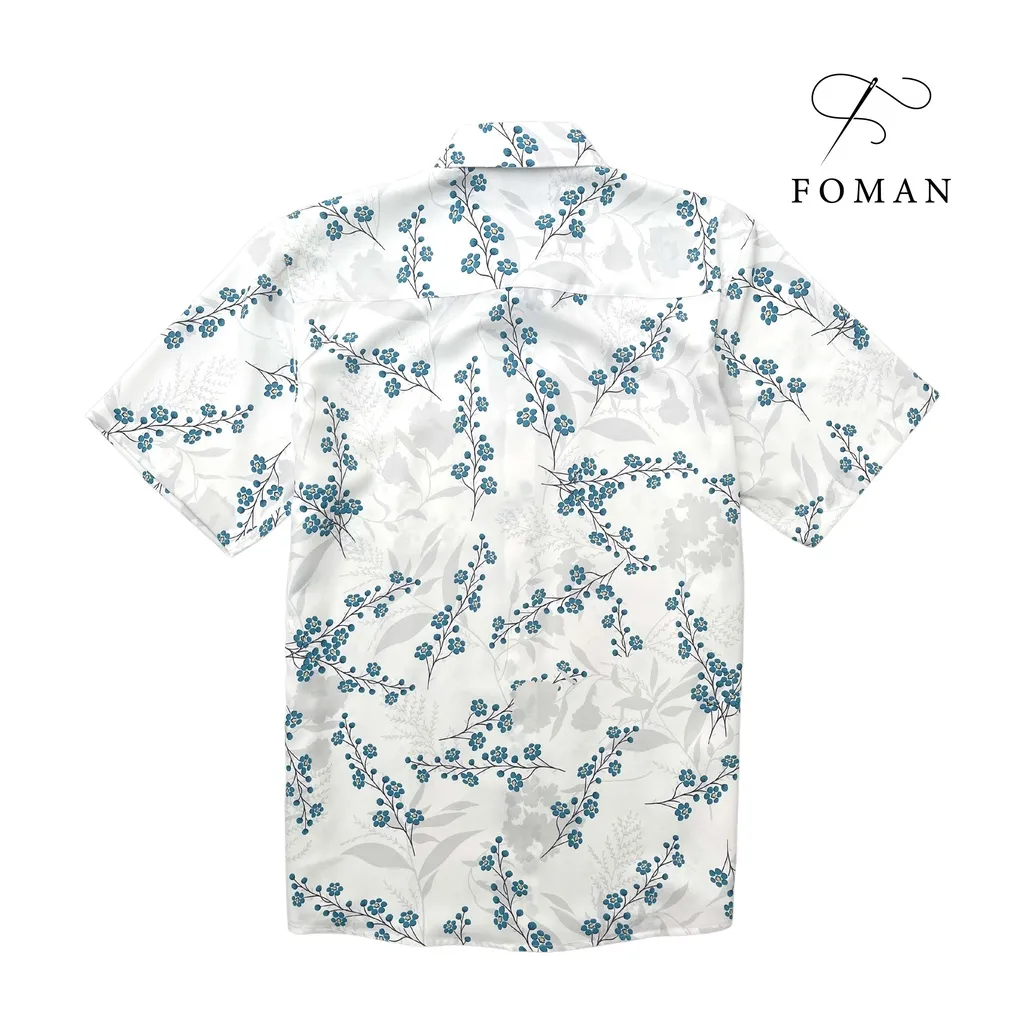 Ảnh Áo Sơ mi Nam Hoạ tiết Hoa Thanh Liễu Wax Flo FOMAN tay ngắn vải Lụa, thấm hút, thoáng khí, chống nhăn, chống nhàu (FM46) 2