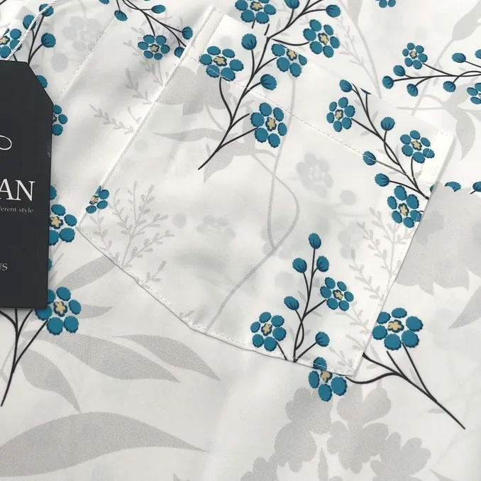 Ảnh Áo Sơ mi Nam Hoạ tiết Hoa Thanh Liễu Wax Flo FOMAN tay ngắn vải Lụa, thấm hút, thoáng khí, chống nhăn, chống nhàu (FM46) 4
