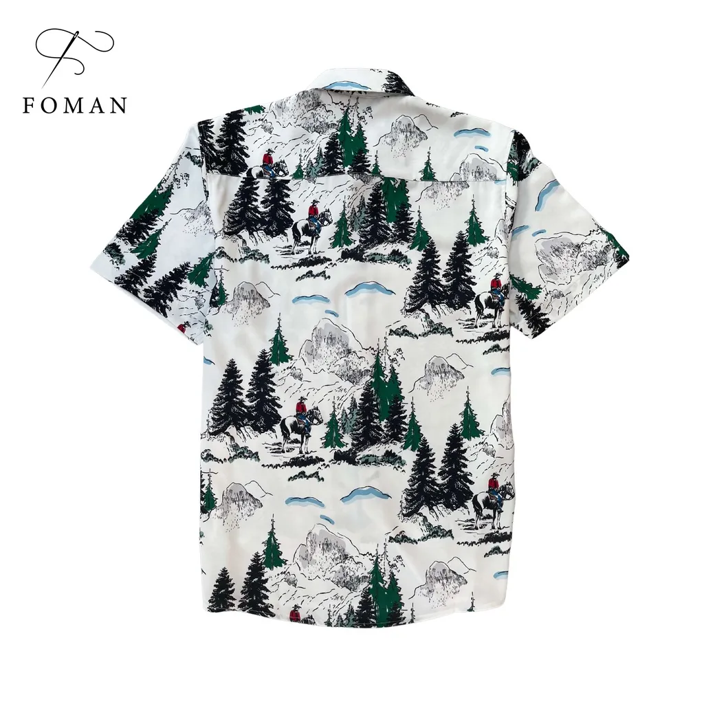 Ảnh Áo Sơ mi Nam hoạ tiết Núi Tuyết Snow Moutain FOMAN tay ngắn vải Lụa, thoáng khí, thấm hút, chống nhăn, chống nhàu (FM38) 2