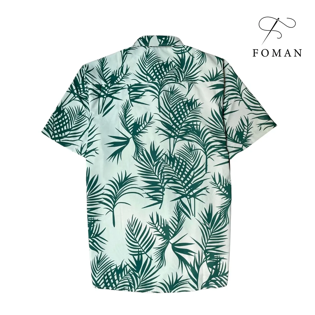 Ảnh Áo sơ mi nam hoạ tiết Palm Leaves FOMAN tay ngắn vải lụa thấm hút, thoáng khí, không nhăn (FM28) 2