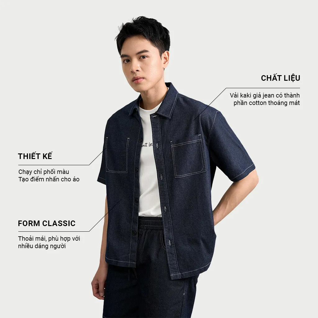 Ảnh Áo Sơ Mi Nam KRIK Form Classic Chất Liệu Cotton Bền Màu Thiết Kế Chỉ Nổi Ấn Tượng  Lạ Mắt SC3185 1