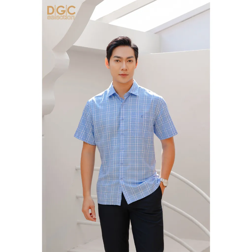 Ảnh Áo sơ mi nam ngắn tay dáng suông - Sơ mi ngắn tay dòng sơ mi Công sở vải Bamboo của DGCs - SASNBC49M 1