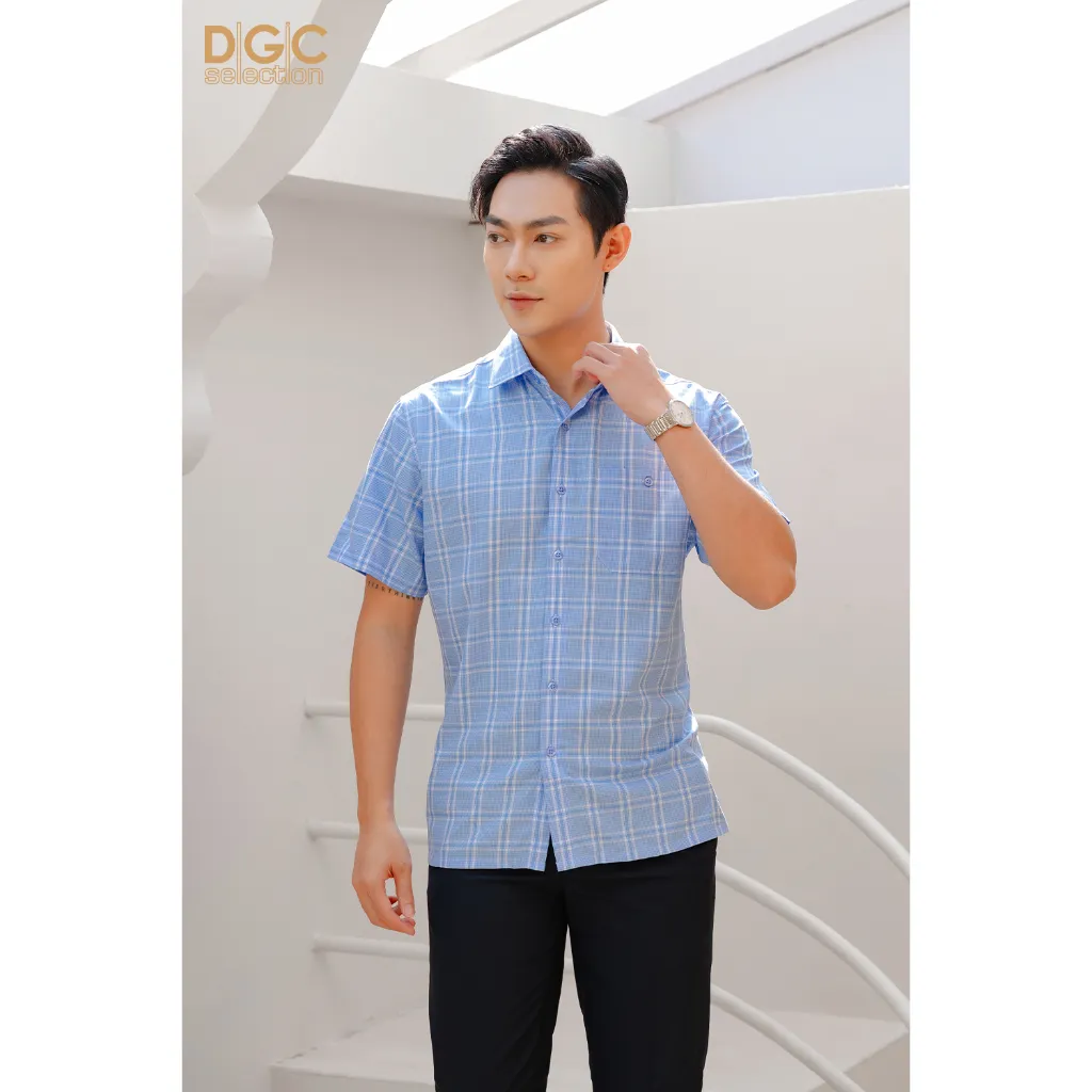 Ảnh Áo sơ mi nam ngắn tay dáng suông - Sơ mi ngắn tay dòng sơ mi Công sở vải Bamboo của DGCs - SASNBC49M 2