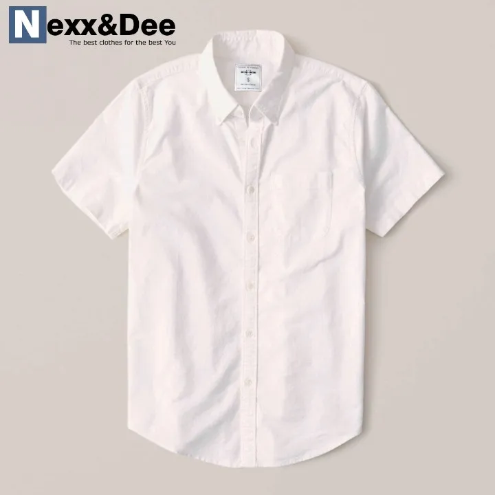 Ảnh Áo sơ mi nam ngắn tay trắng vải oxford kaki công sở Nexx&Dee SM04 4