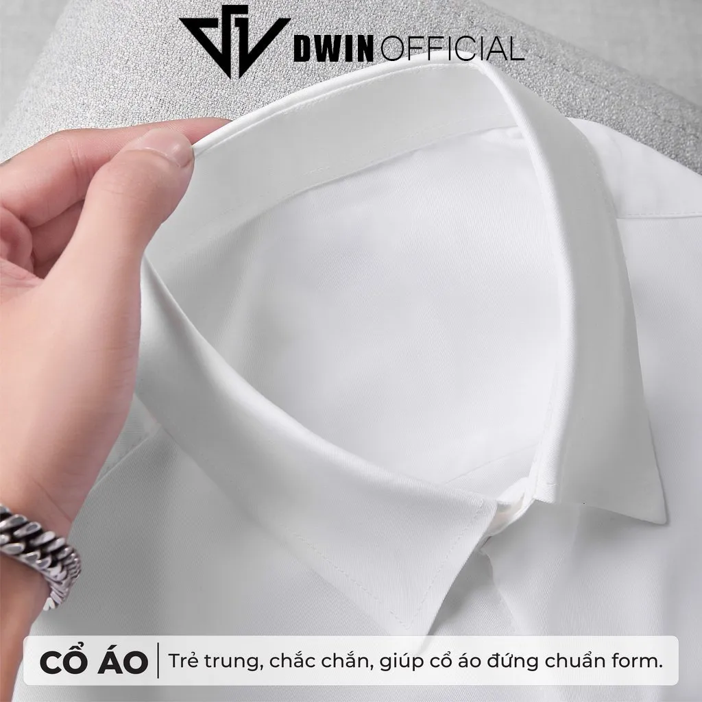 Ảnh Áo sơ mi nam nữ dài tay DWIN trơn basic chất nhung chéo Hàn cao cấp chống nhăn 2