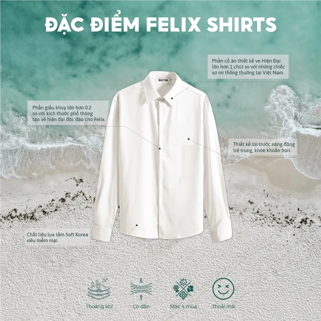 Ảnh Áo sơ mi nam nữ unisex Baeton form rộng Hàn Quốc Felix tay dài vải chéo hàn dày dặn mềm mịn - S01 2