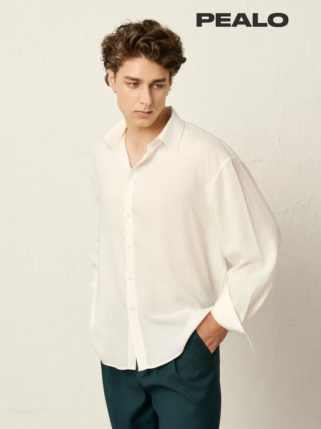 Ảnh Áo sơ mi nam PEALO chất liệu bạch đàn tencel bề mặt mềm mại thoáng mát 1