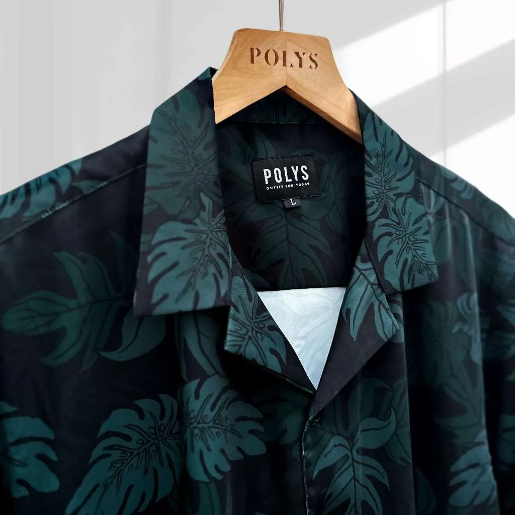Ảnh Áo sơ mi nam POLYS Fullbox chính hãng, Lụa Vân Chéo thoáng mát, không nhăn, họa tiết TROPICAL LEAVES 2