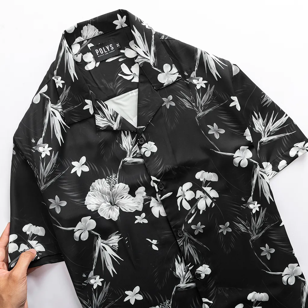 Ảnh Áo sơ mi nam POLYS Fullbox, Vải Lụa co giãn 4 chiều, mềm mịn. Sơ mi họa tiết ORCHID FLOWER 3