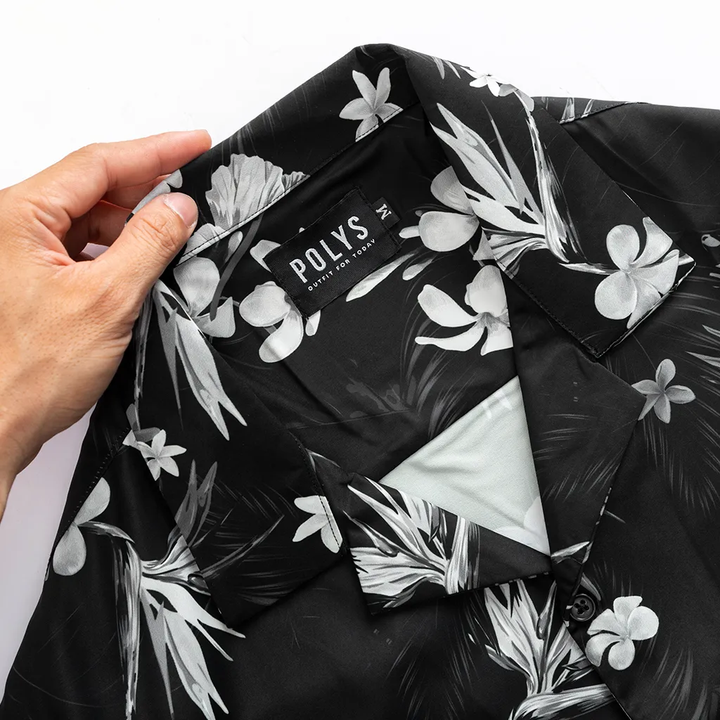 Ảnh Áo sơ mi nam POLYS Fullbox, Vải Lụa co giãn 4 chiều, mềm mịn. Sơ mi họa tiết ORCHID FLOWER 4