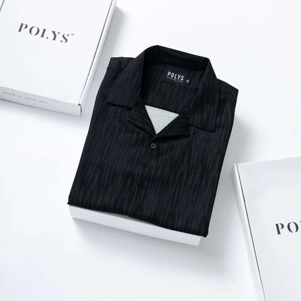 Ảnh Áo sơ mi nam POLYS Fullbox, Vải Lụa co giãn 4 chiều, mềm mịn, thoáng khí Sơ Mi Họa Tiết BLACK STRIPE 4