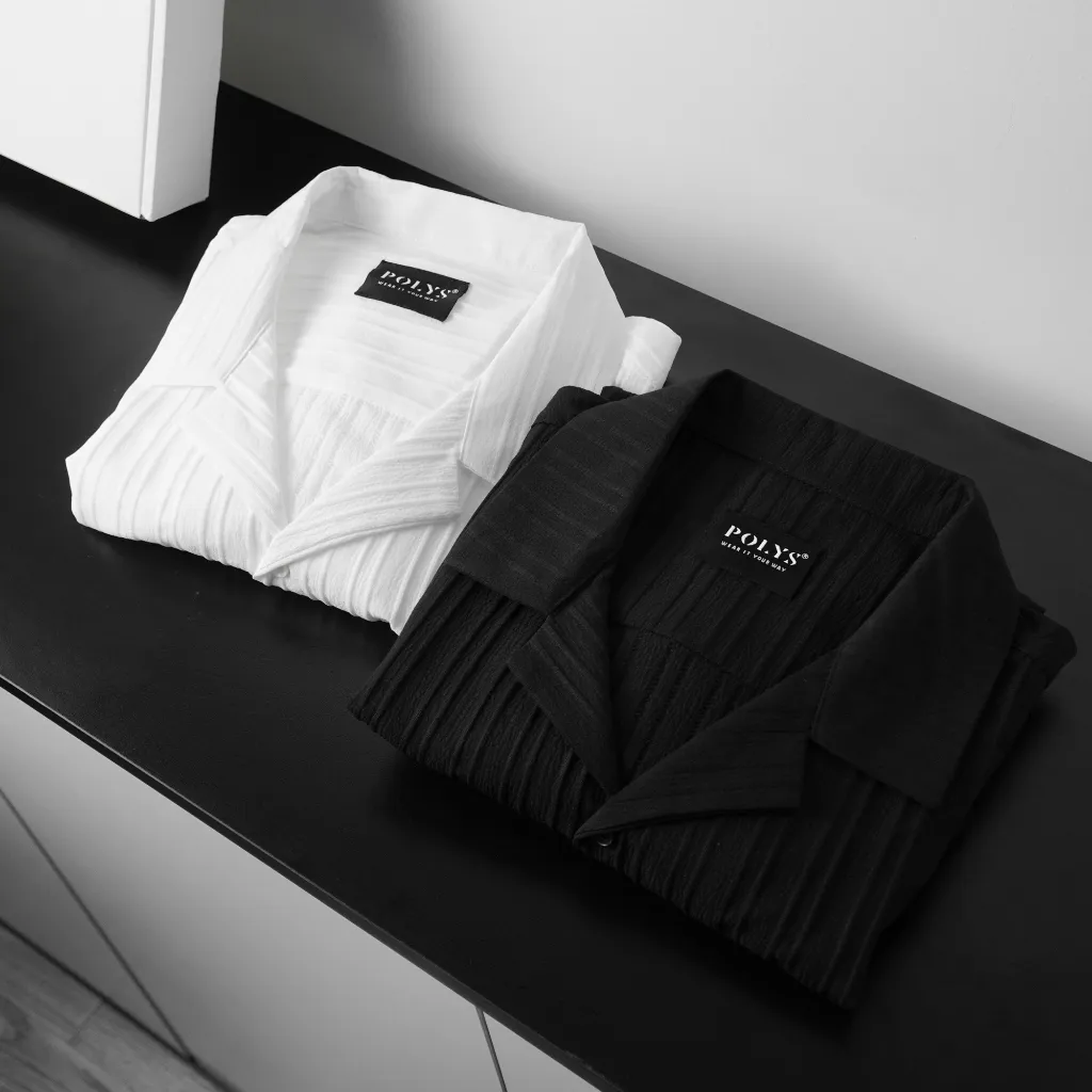 Ảnh Áo sơ mi nam POLYS Fullbox Vải Linen Vân Đôi Co Giãn 2 Chiều Thấm Hút Tốt Áo sơ mi nam tay ngắn VENN 1