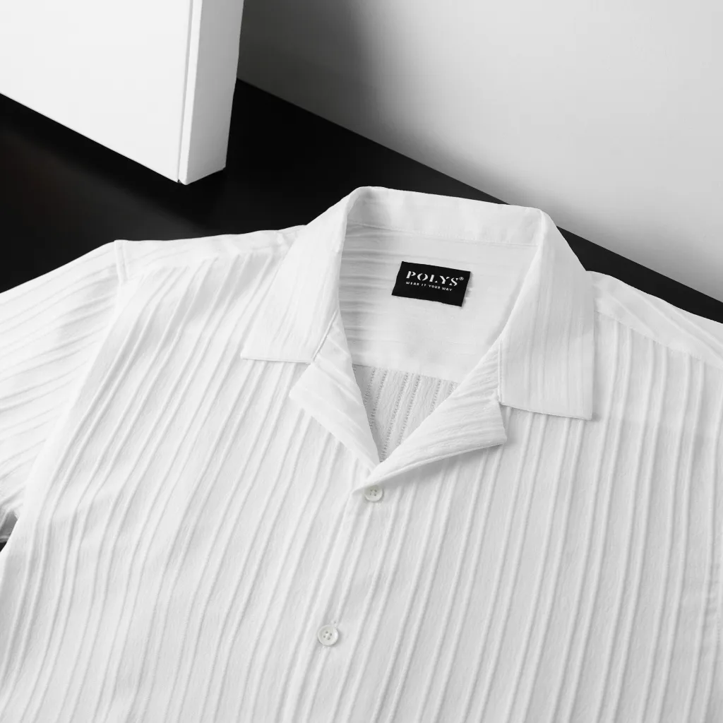 Ảnh Áo sơ mi nam POLYS Fullbox Vải Linen Vân Đôi Co Giãn 2 Chiều Thấm Hút Tốt Áo sơ mi nam tay ngắn VENN 2