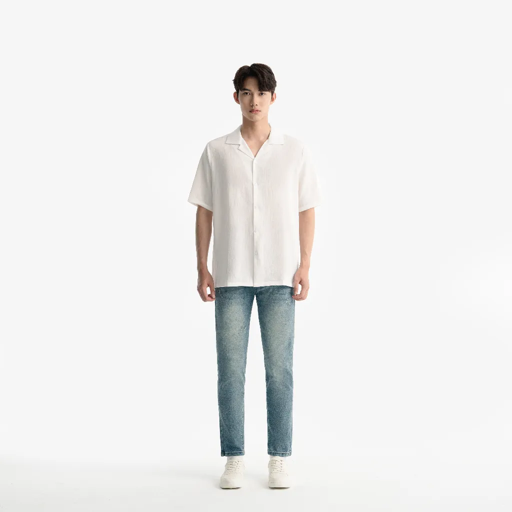 Ảnh Áo sơ mi nam ROWAY vải đũi thoáng mát, form regular, Sơ mi cộc tay basic 3