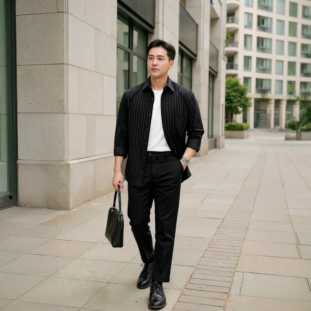 Ảnh Áo sơ mi nam sọc SIXMEN dài tay, form tôn dáng, chất liệu cao cấp thấm hút mồ hôi, chống nhăn 1