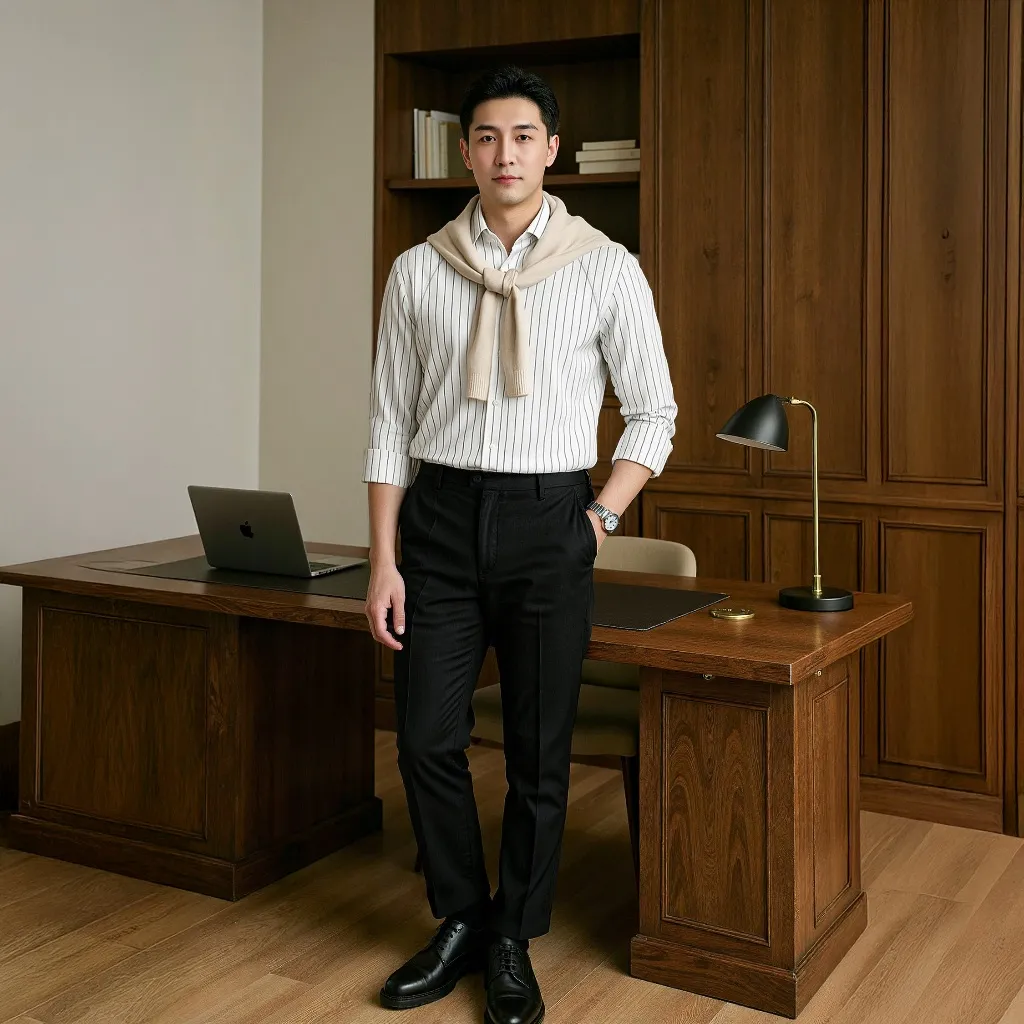 Ảnh Áo sơ mi nam sọc SIXMEN dài tay, form tôn dáng, chất liệu cao cấp thấm hút mồ hôi, chống nhăn 2