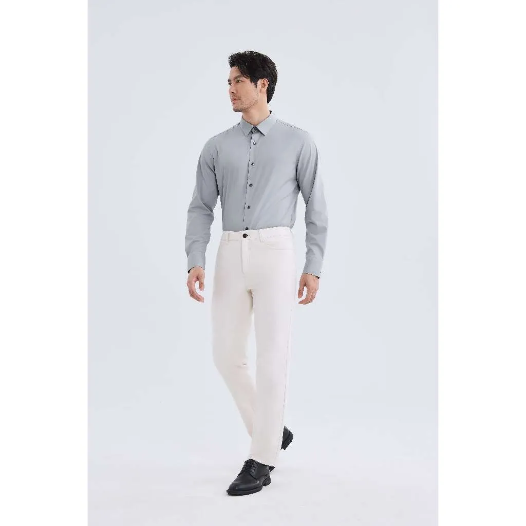 Ảnh Áo sơ mi nam tay dài DETERMINANT 100% cotton mềm mại thấm hút tốt - 202 - màu xám 4