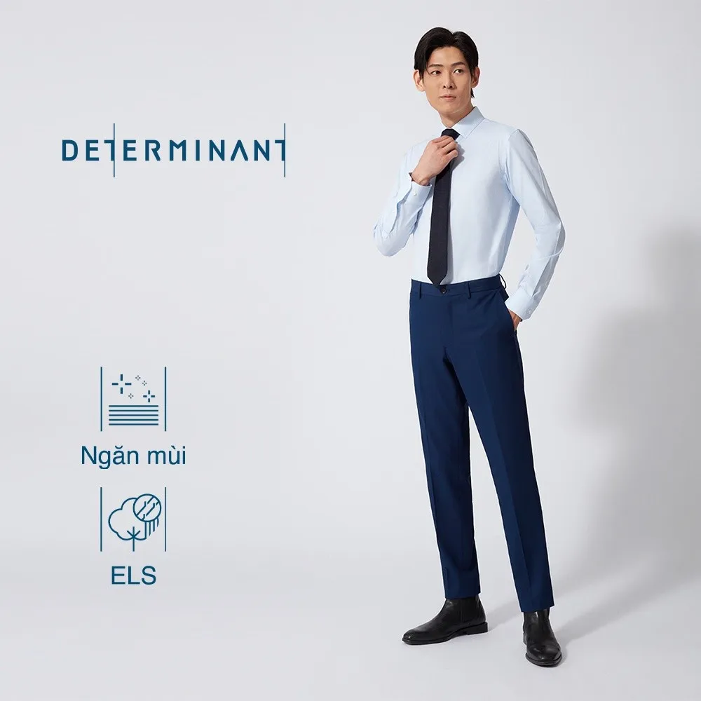 Ảnh Áo sơ mi nam tay dài DETERMINANT 100% Cotton siêu dài chống nhăn kháng khuẩn - 301 - màu xanh sọc BLUE AND WHITE STRIPE 4