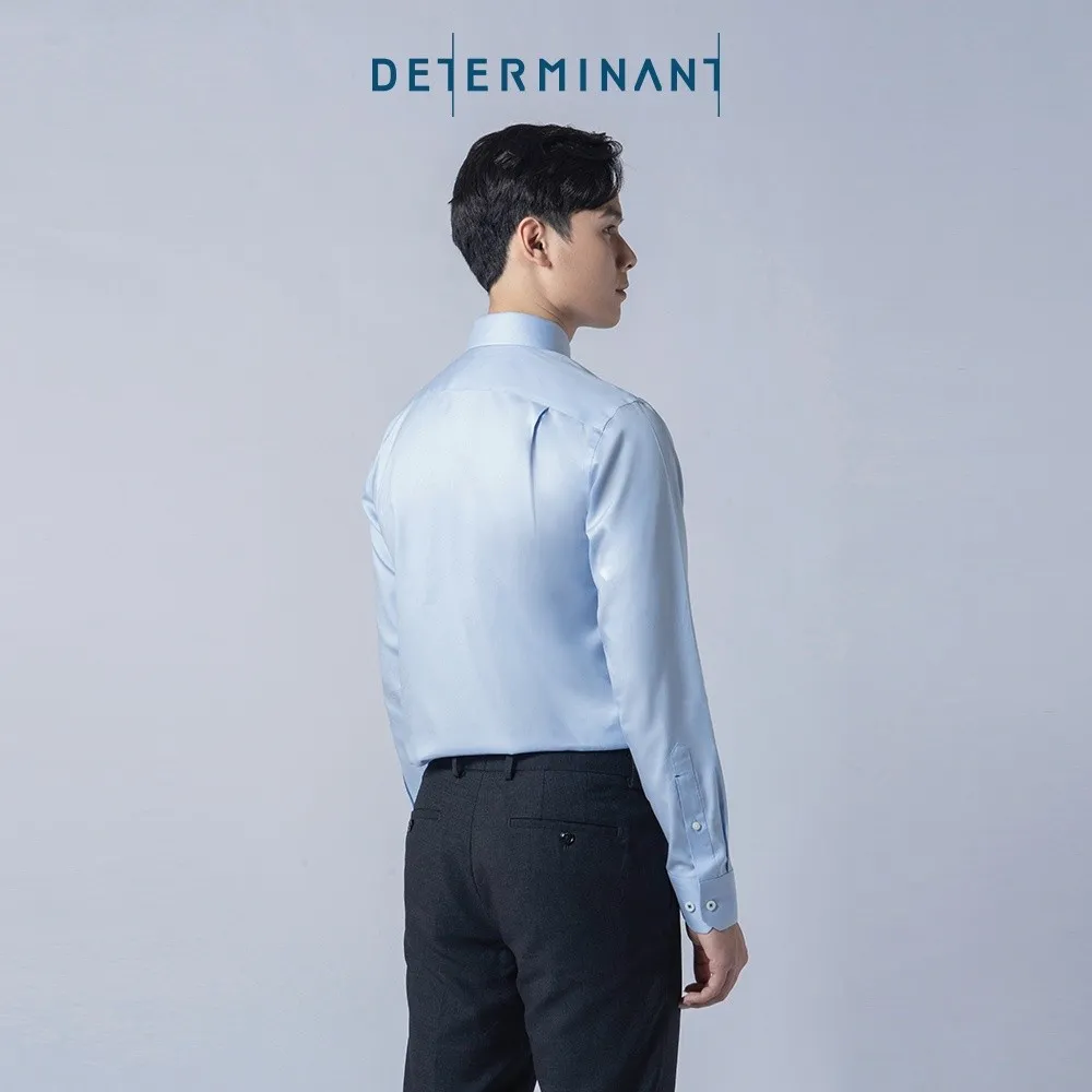 Ảnh Áo sơ mi nam tay dài DETERMINANT 100% Cotton siêu dài chống nhăn kháng khuẩn - 301-WHITE-LIGHT BLUE 4
