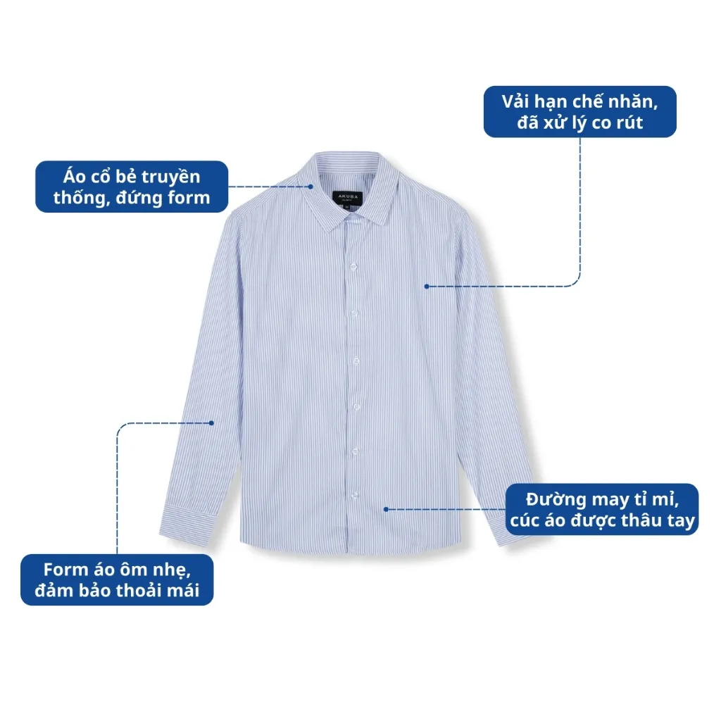 Ảnh Áo sơ mi nam tay dài AKUBA kẻ sọc dọc, form regular, chất liệu vải oxford không nhăn | 01RE0927 2