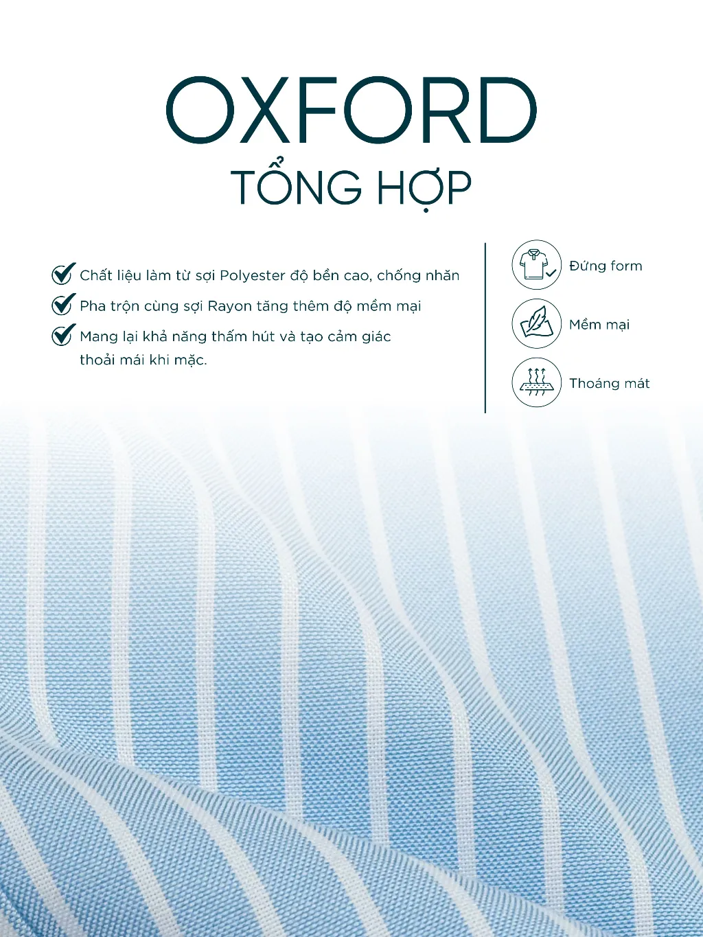 Ảnh Áo sơ mi nam tay dài ANCHOR STRIPES thêu logo, vải Oxford cao cấp, thoáng mát, đứng form - HUSSIO 2
