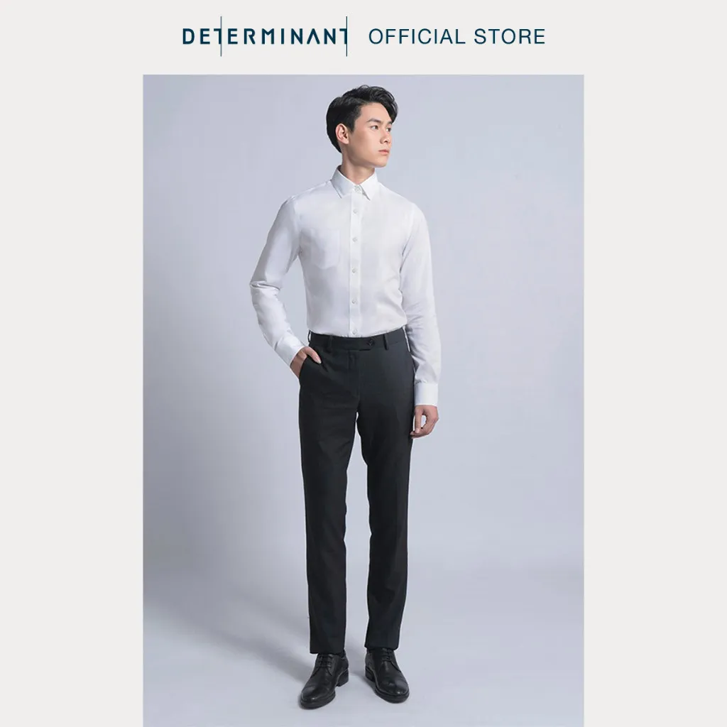 Ảnh Áo sơ mi nam tay dài có túi DETERMINANT 100% Cotton siêu dài - chông nhăn kháng khuẩn - 203 - màu trắng 2