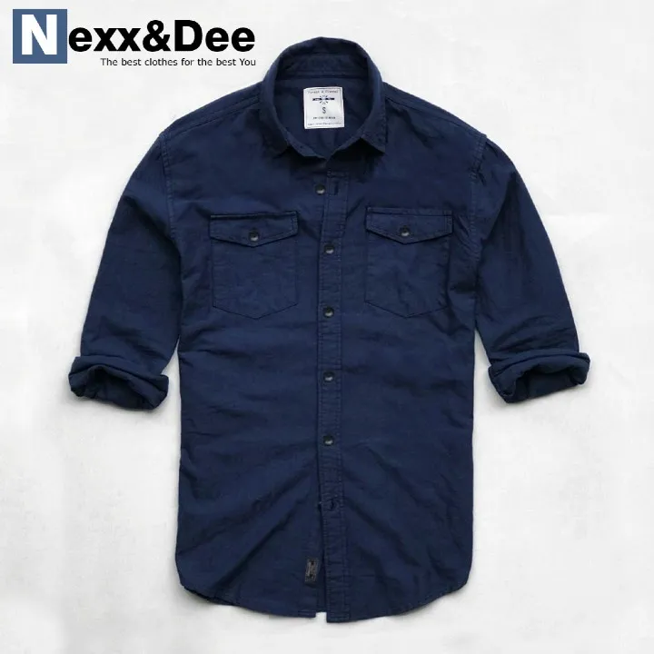 Ảnh Áo sơ mi nam tay dài hai túi công sở màu trắng vải oxford denim trẻ trung Nexx&Dee-SM05 4