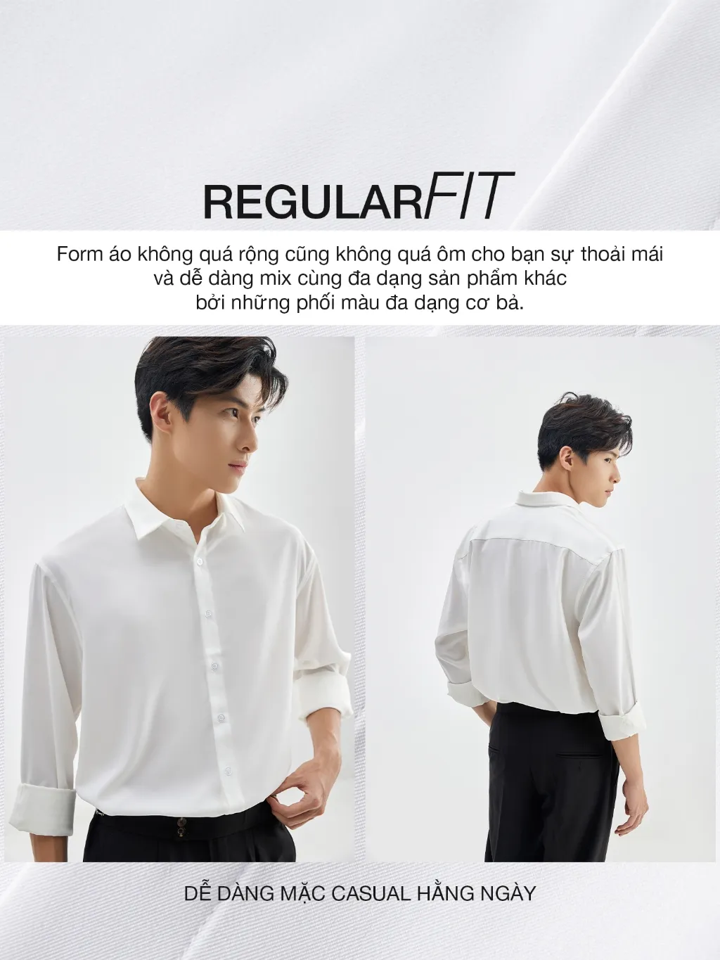 Ảnh Áo sơ mi nam tay dài JBAGY Pastel sơ mi trắng form rộng, vải lụa tăm cao cấp phong cách Hàn Quốc 3