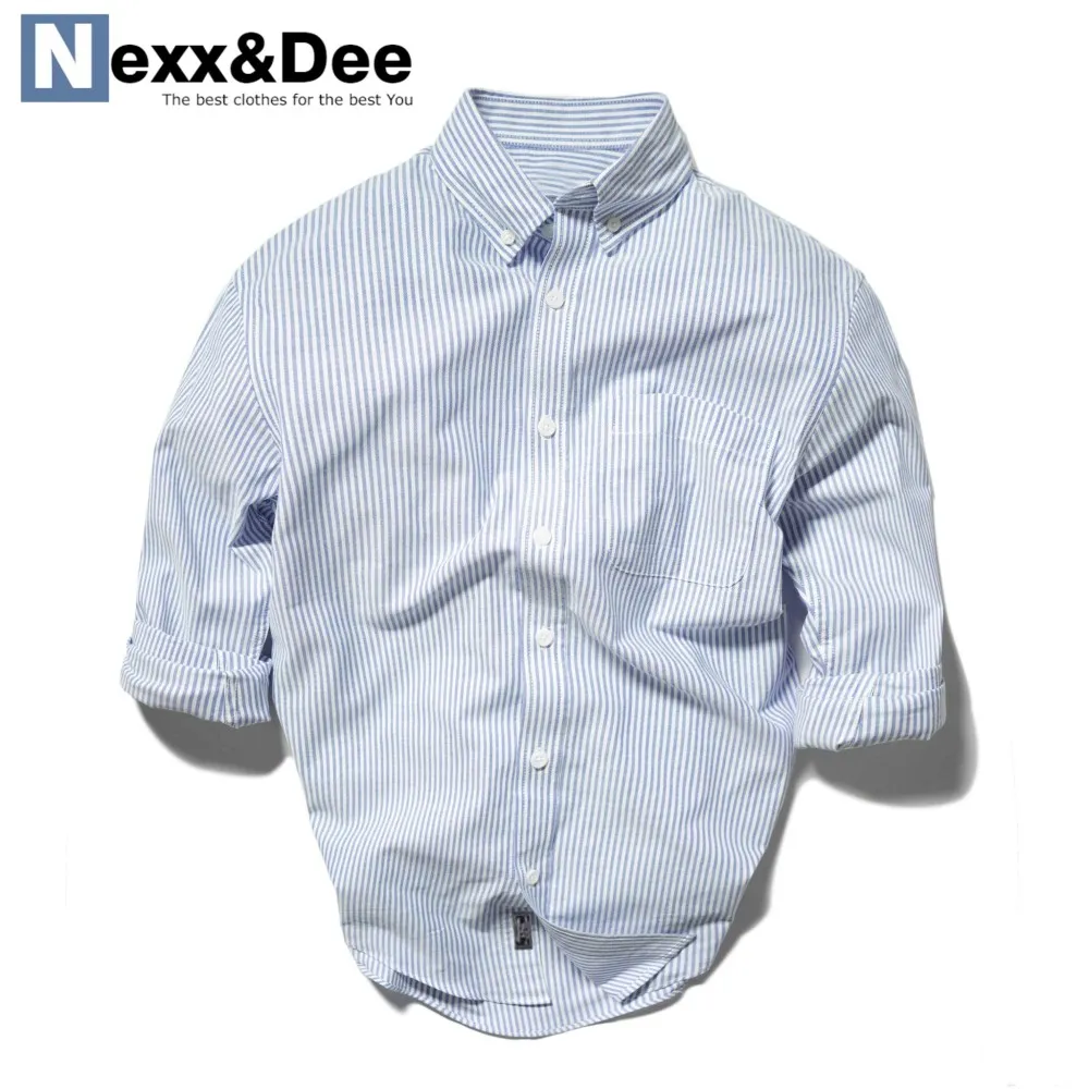 Ảnh Áo sơ mi nam tay dài kẻ sọc nhỏ vải Oxford công sở denim Nexx&Dee SM06 1