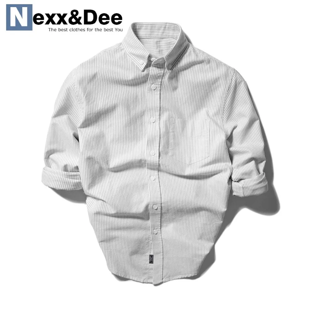 Ảnh Áo sơ mi nam tay dài kẻ sọc nhỏ vải Oxford công sở denim Nexx&Dee SM06 4