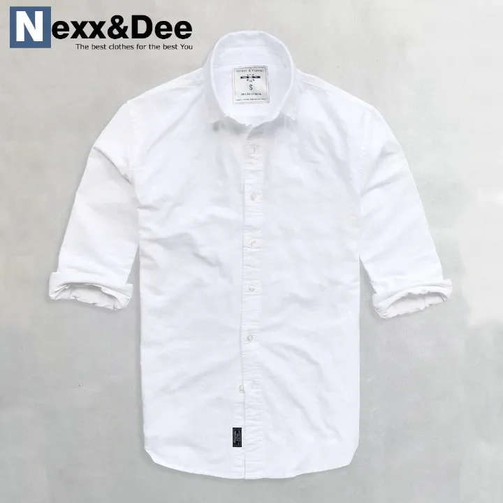 Ảnh Áo sơ mi nam tay dài màu trắng công sở vải oxford cao cấp không túi Nexx&Dee SM03 1