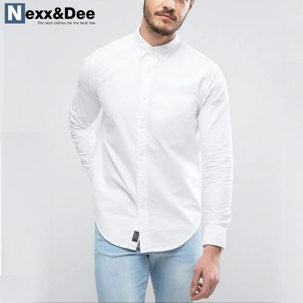 Ảnh Áo sơ mi nam tay dài màu trắng công sở vải oxford cao cấp không túi Nexx&Dee SM03 4