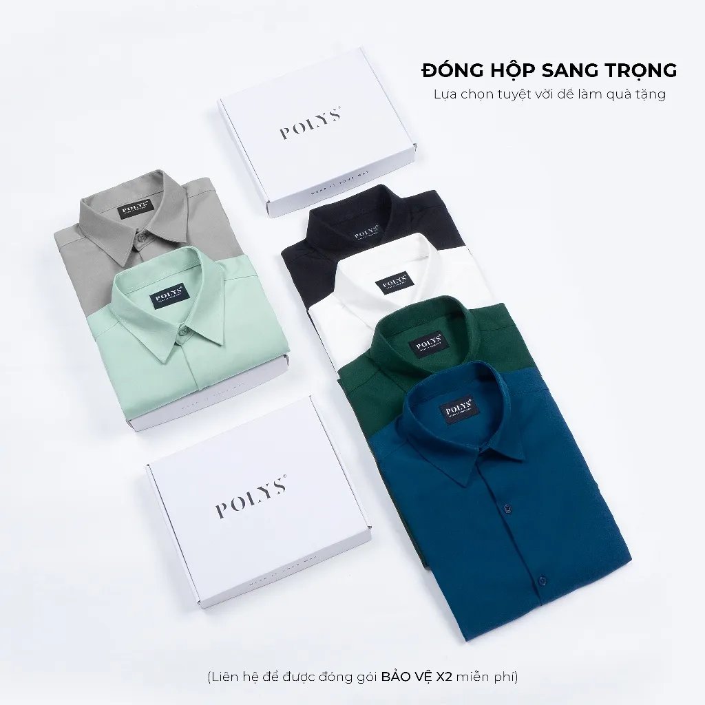 Ảnh Áo sơ mi nam tay dài POLYS Fullbox. Vải Chéo dày dặn, co giãn 2 chiều, Áo Sơ Mi 6 màu LONG SLEEVE 1