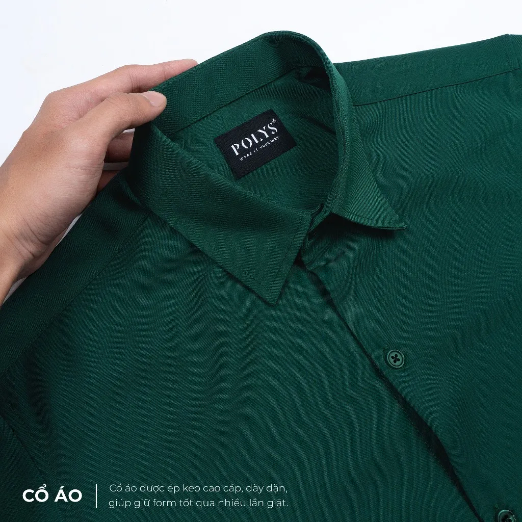 Ảnh Áo sơ mi nam tay dài POLYS Fullbox. Vải Chéo dày dặn, co giãn 2 chiều, Áo Sơ Mi 6 màu LONG SLEEVE 3