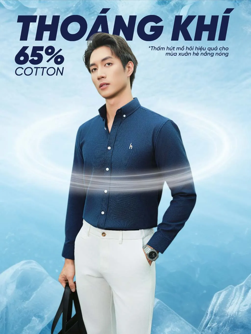 Ảnh Áo sơ mi nam tay dài SEASON "BA" thêu logo, vải Oxford cao cấp, thoáng mát, đứng form - HUSSIO 4