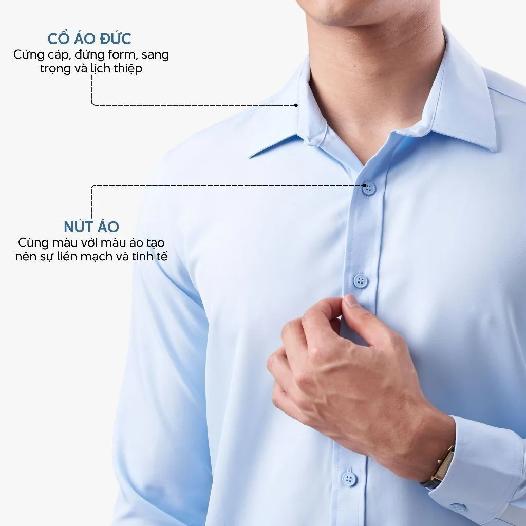 Ảnh Áo sơ mi nam tay dài trơn đẹp 4MEN SM088 lụa chéo hạn chế nhăn, mềm mịn, form regular rộng công sở trẻ trung, giá rẻ 4