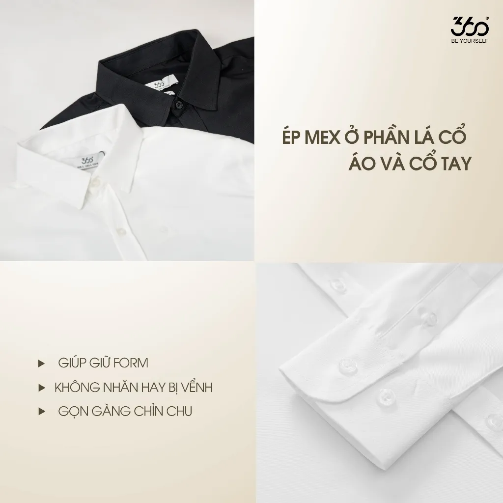 Ảnh Áo sơ mi nam tay dài vải lụa 360 Boutique sơ mi kiểu dáng Hàn Quốc, màu đen trắng xanh xám STDOL517 4