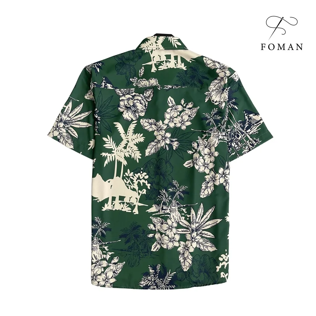 Ảnh Áo sơ mi nam tay ngắn FOMAN hoạ tiết Retro Hong Kong Style vải lụa thấm hút, thoáng khí, không nhăn 2