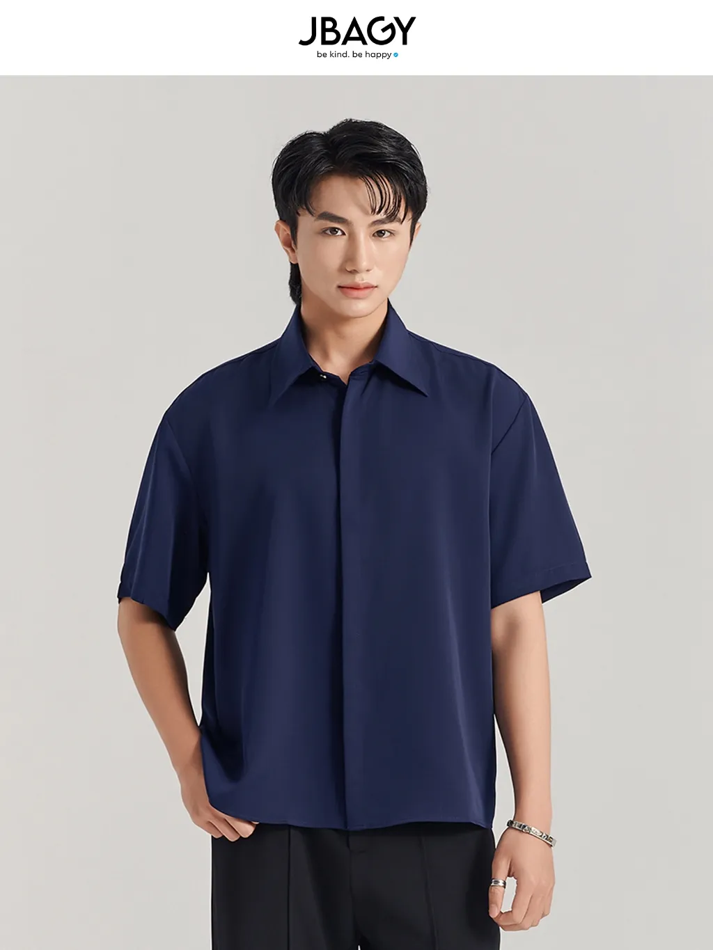 Ảnh Áo sơ mi nam tay ngắn JBAGY form rộng Relax vải Lụa - JS2501 1