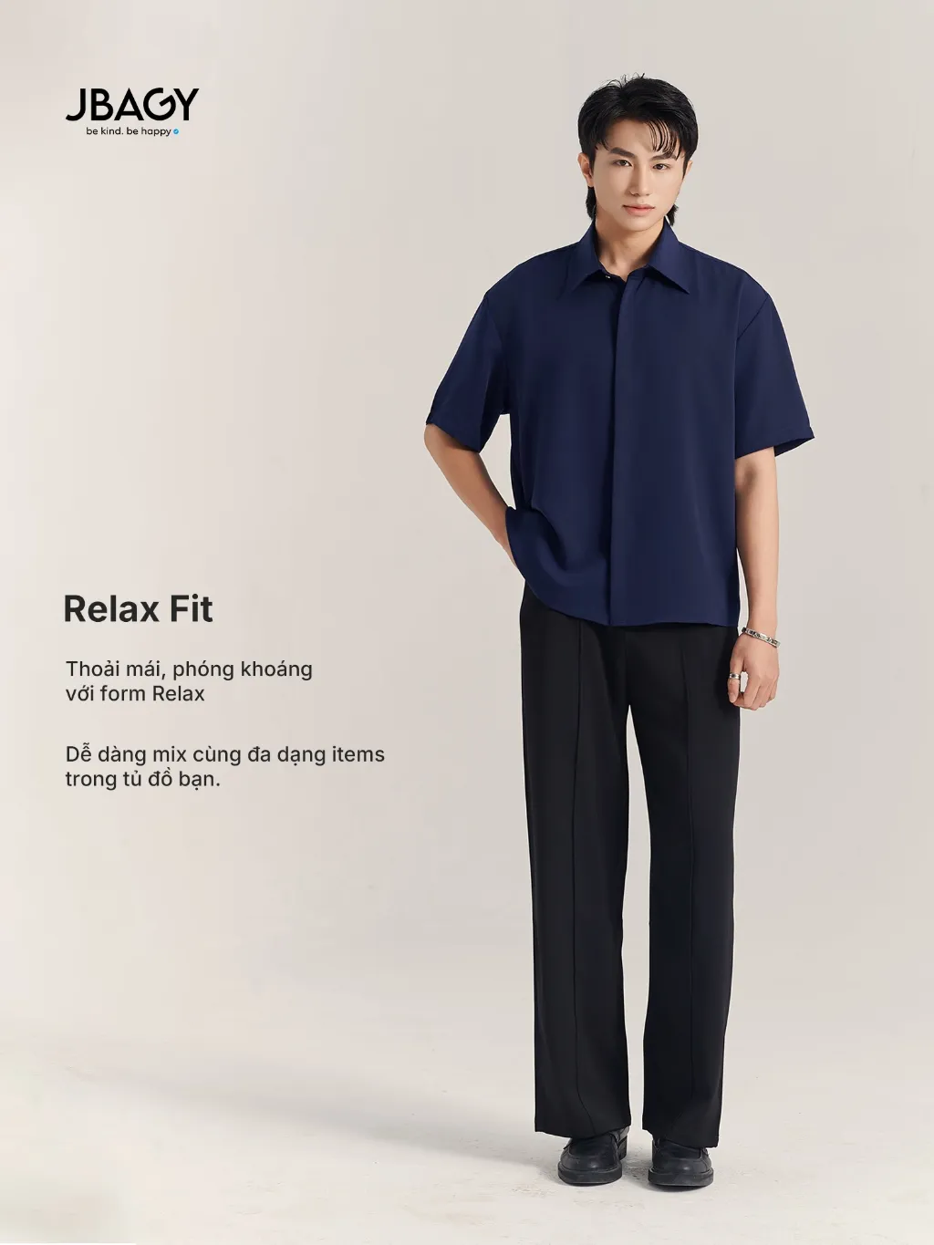 Ảnh Áo sơ mi nam tay ngắn JBAGY form rộng Relax vải Lụa - JS2501 3