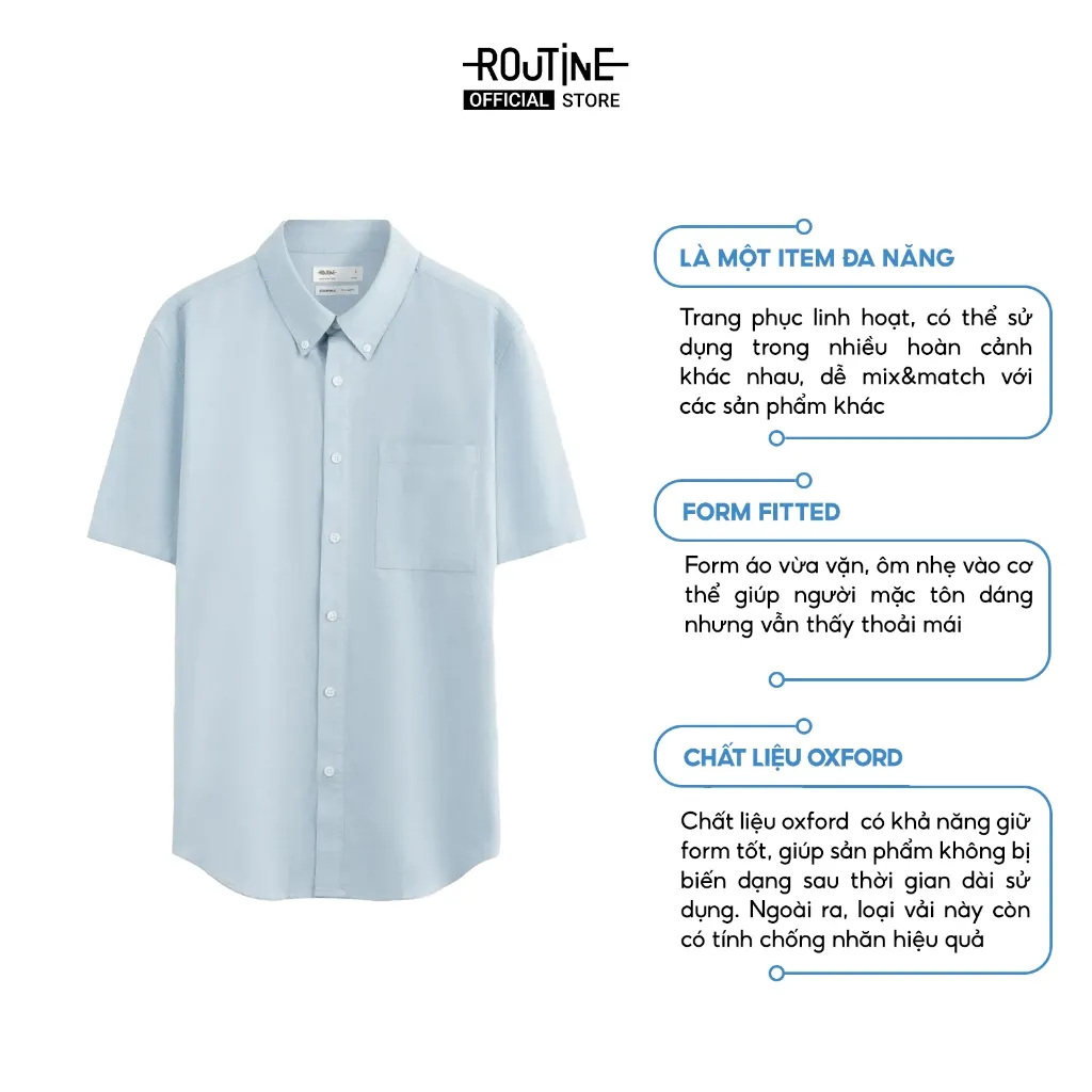 Ảnh Áo Sơ Mi Nam Tay Ngắn Oxford Form Fitted - Routine 10S25SHS002 2