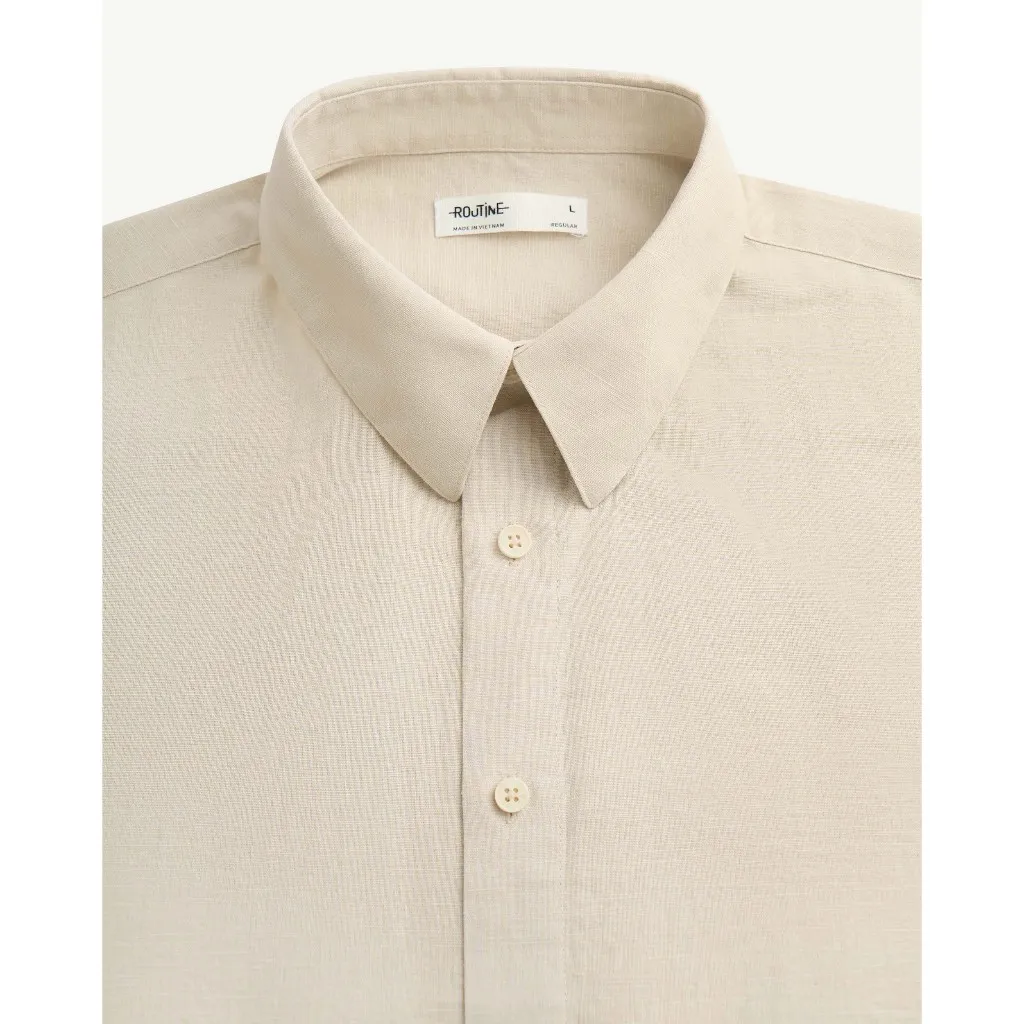 Ảnh Áo Sơ Mi Nam Tay Ngắn Trơn Vải Linen Form Regular - Routine 10S25SHS004 4