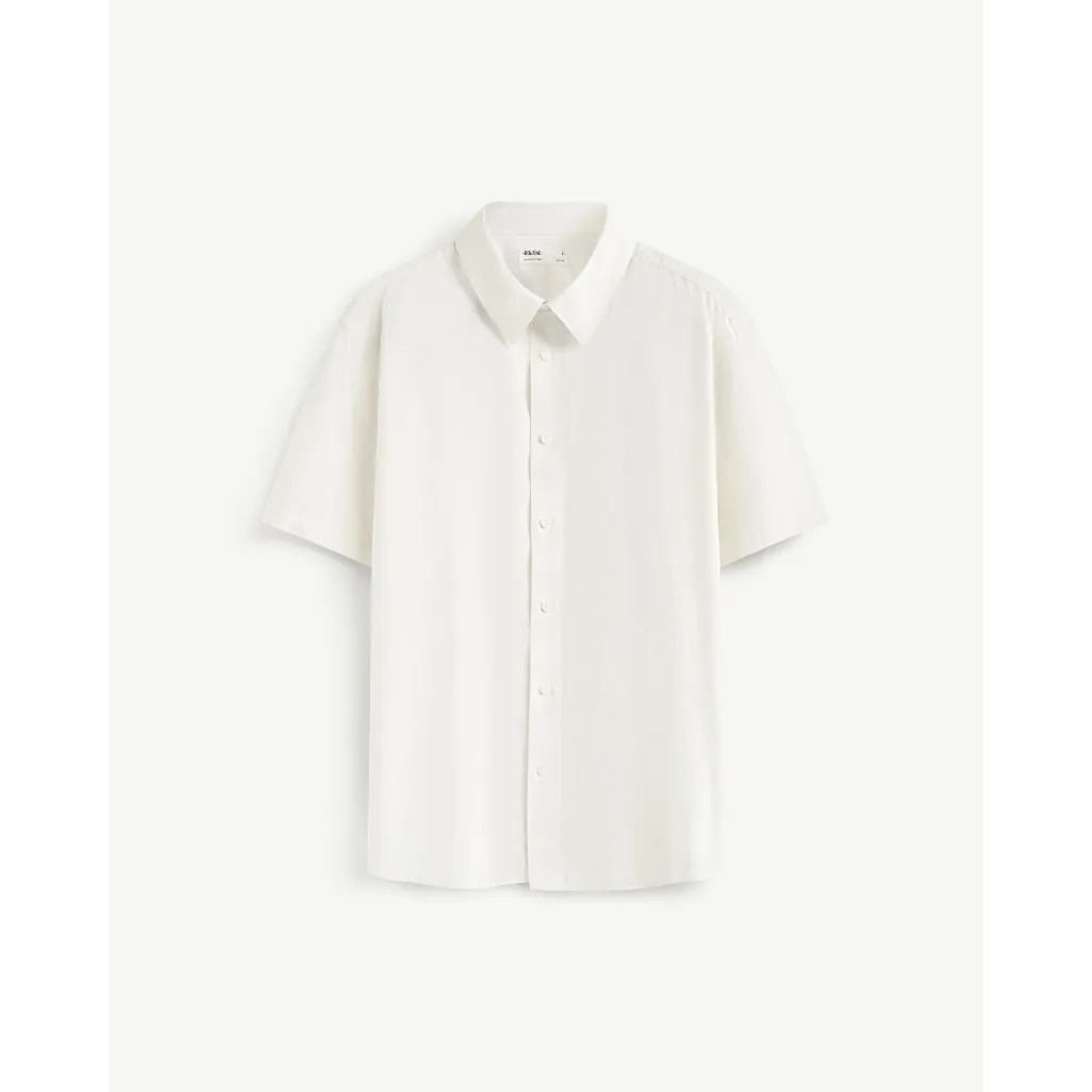Ảnh Áo Sơ Mi Nam Tay Ngắn Trơn Vải Cotton Linen Form Regular - Routine 10S25SHS004 4