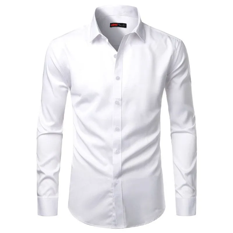 Ảnh Áo sơ mi nam trơn vải kate lụa mịn LADOS - 25779 chất vải thấm hút tốt - Form chuẩn công sở 3