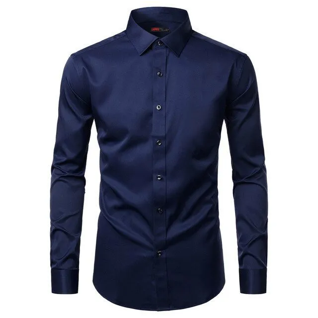 Ảnh Áo sơ mi nam trơn vải kate lụa mịn LADOS - 25779 chất vải thấm hút tốt - Form chuẩn công sở 4