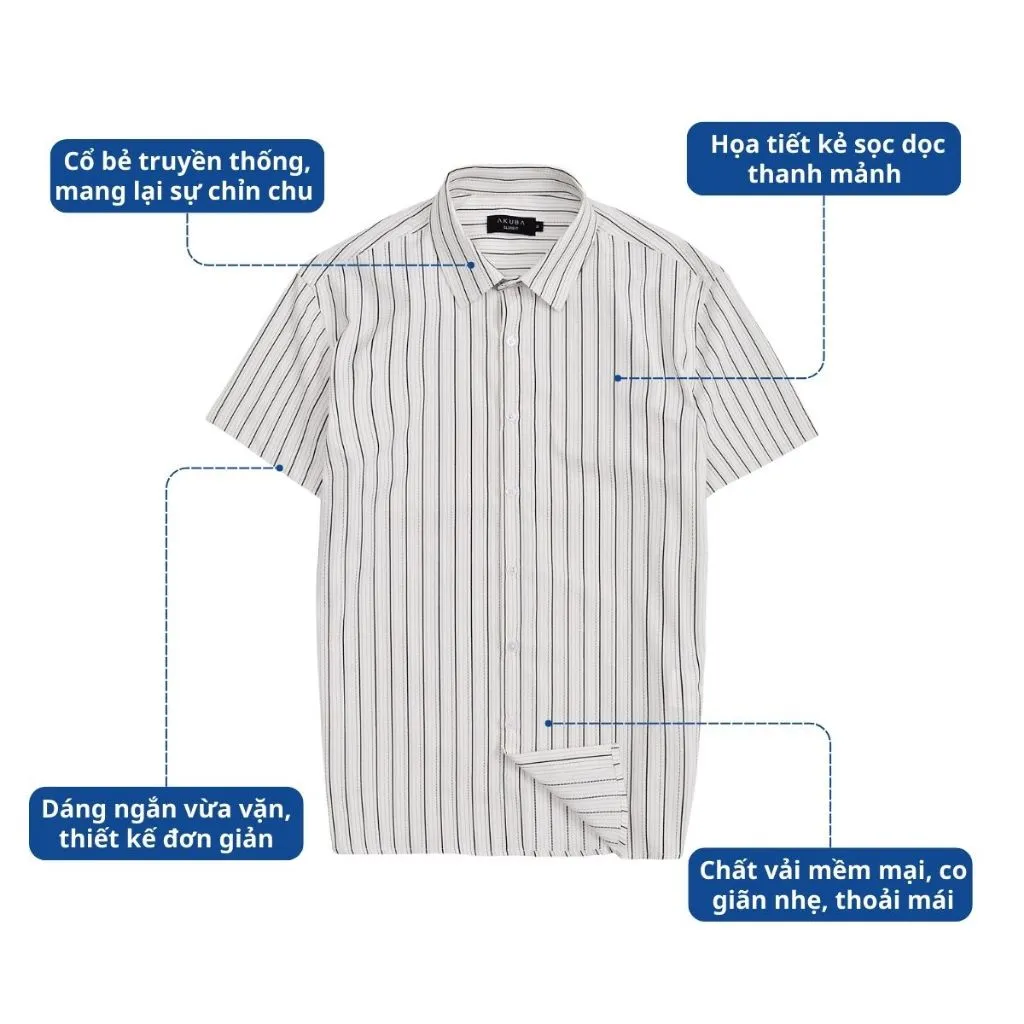 Ảnh Áo Sơ Mi Nam Vải Cotton AKUBA Tay Ngắn Năng Động Dáng Slimfit | 02AP1170 1