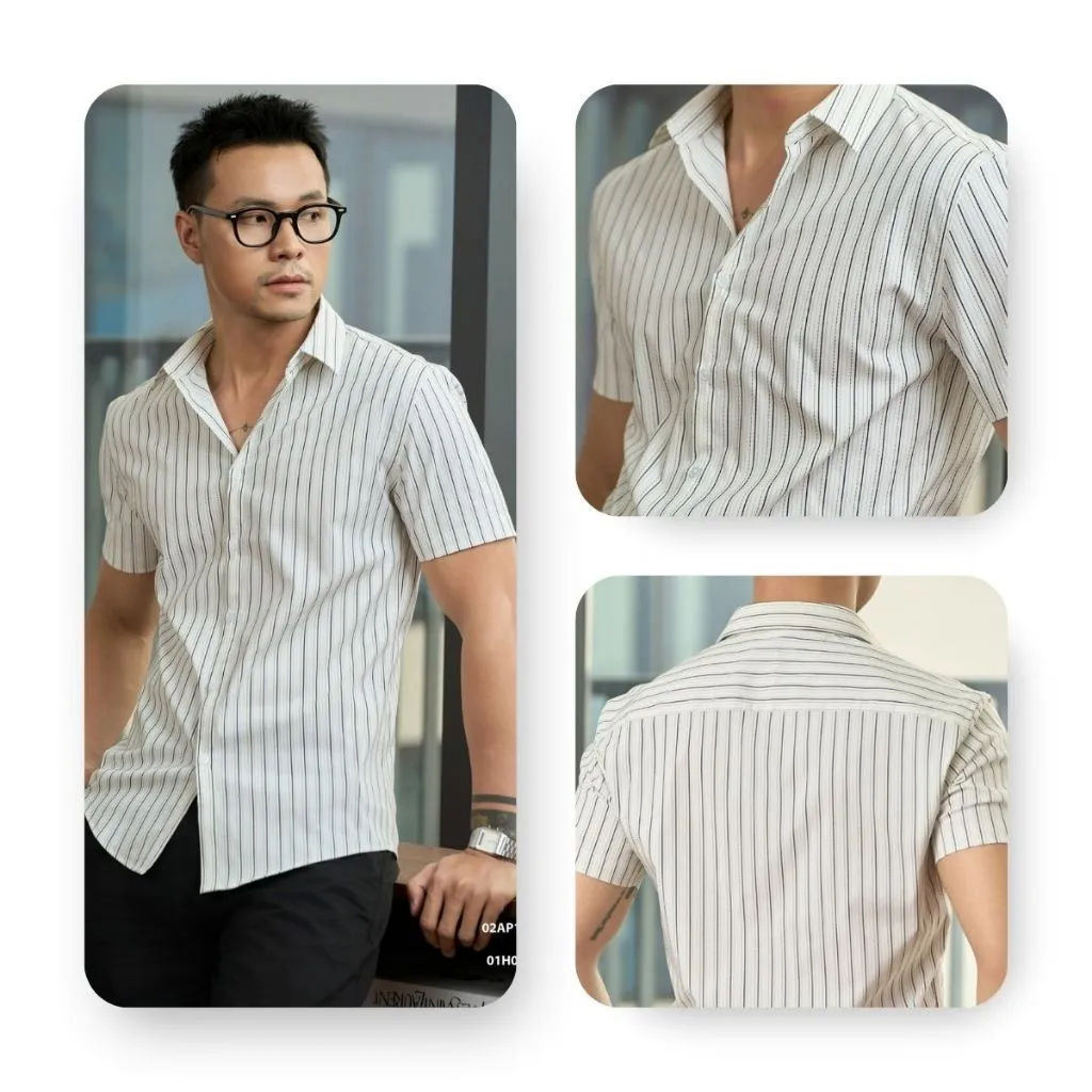 Ảnh Áo Sơ Mi Nam Vải Cotton AKUBA Tay Ngắn Năng Động Dáng Slimfit | 02AP1170 2