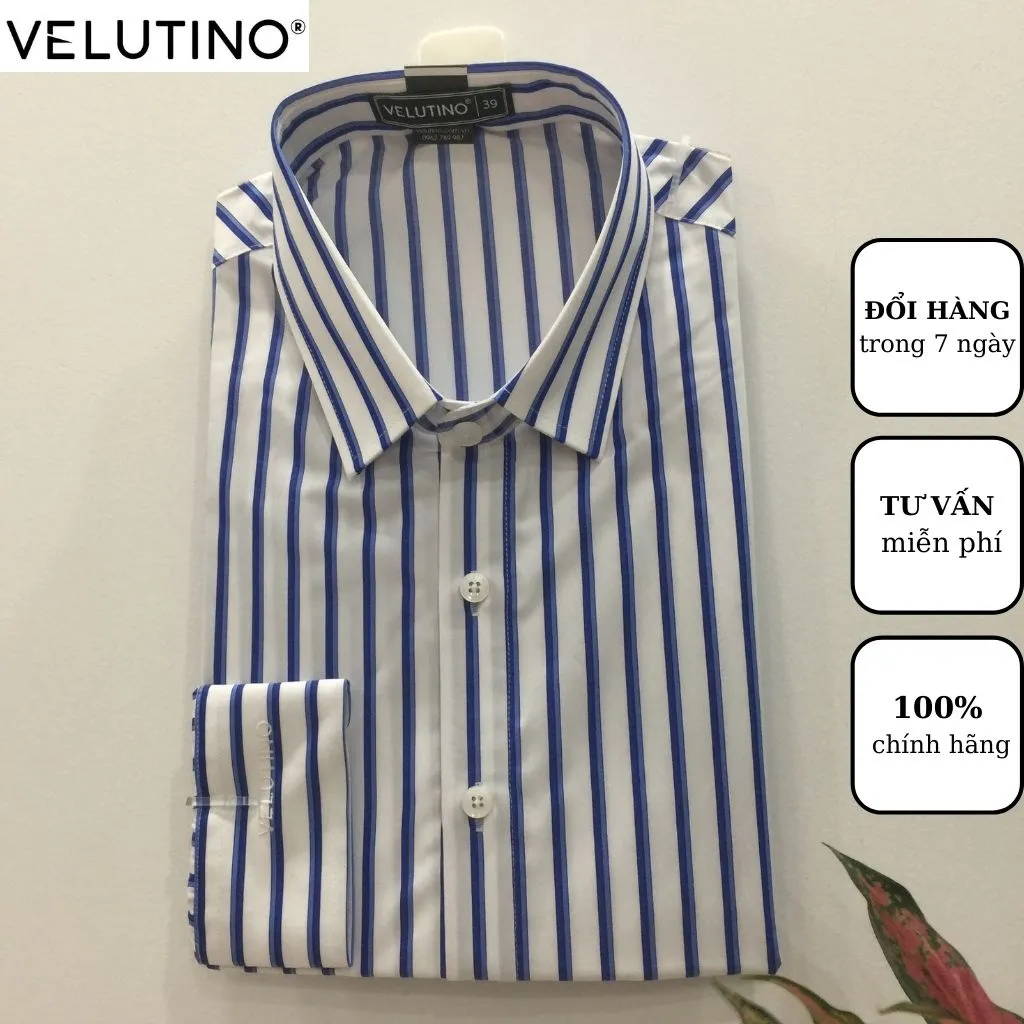 Ảnh Áo sơ mi nam Velutino dài tay kẻ sọc công sở cao cấp mềm mịn 3