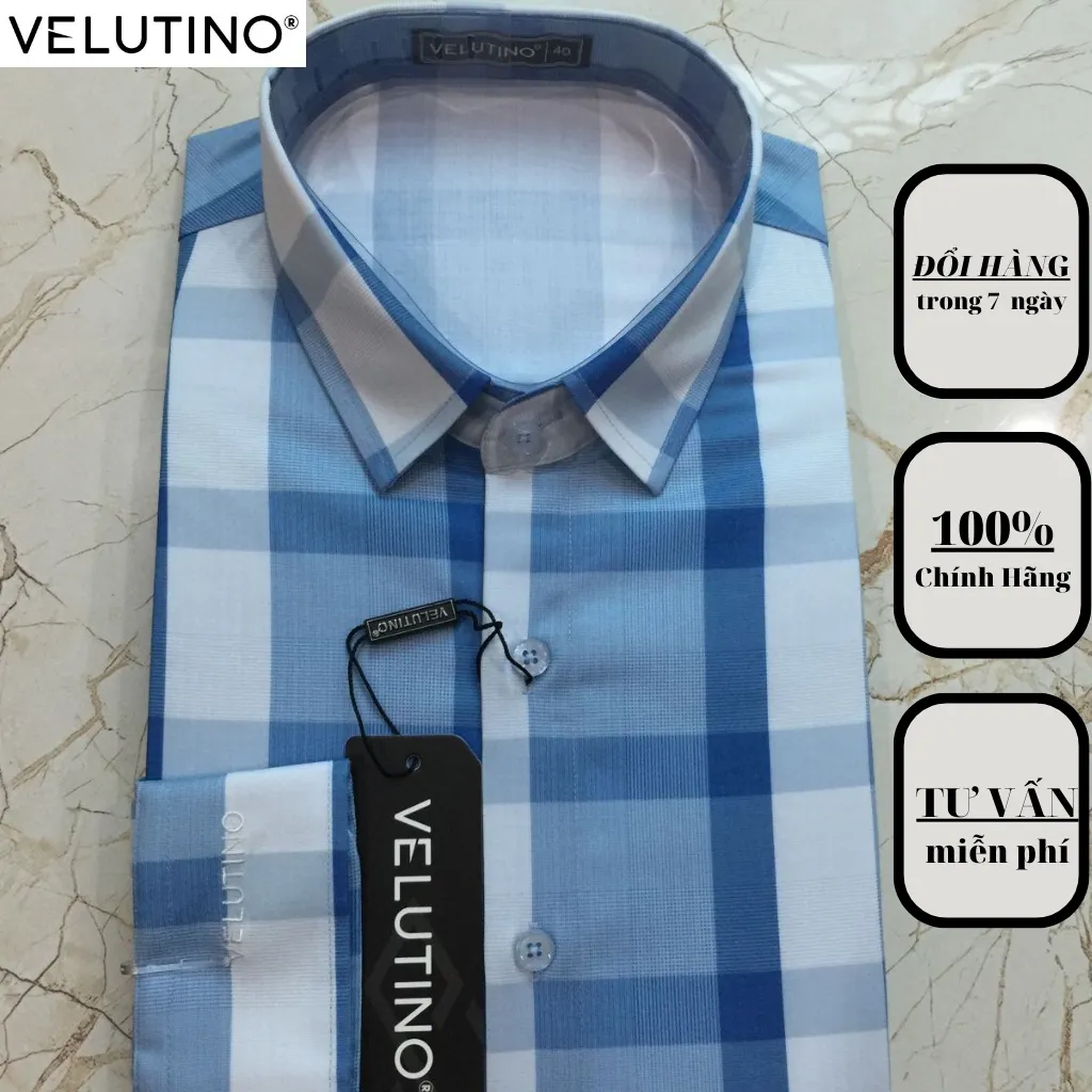 Ảnh Áo sơ mi nam Velutino dài tay kẻ caro dáng vừa công sở sang trọng 1