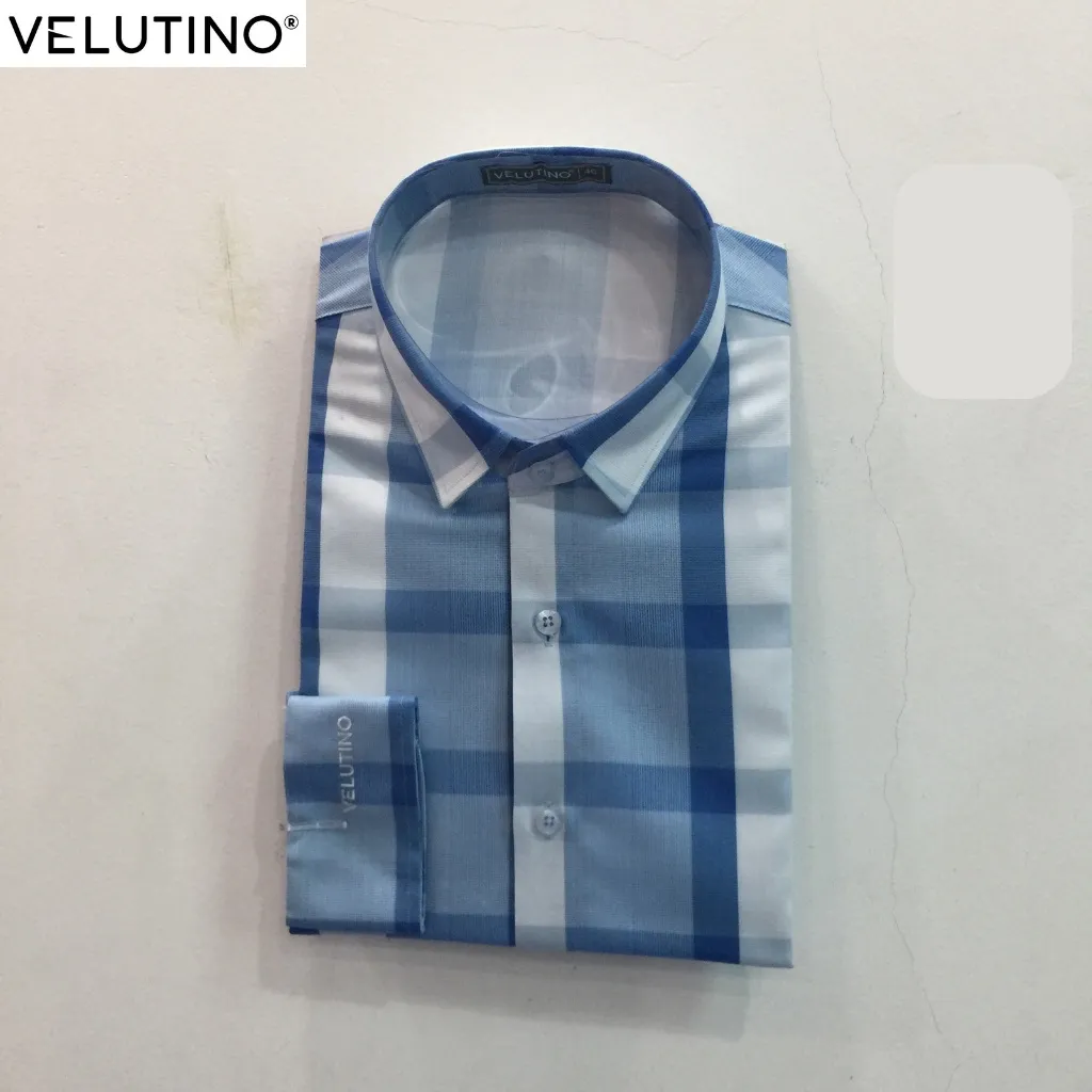 Ảnh Áo sơ mi nam Velutino dài tay kẻ caro dáng vừa công sở sang trọng 2